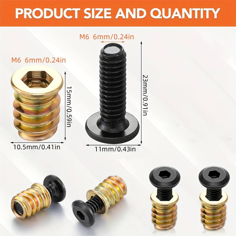 Furniture Hardware Nut - 10 pçs porca rosqueada inserções kit
